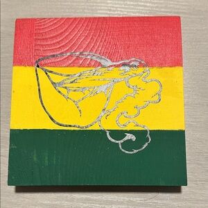 HANDMADE Colorful Abstract Art Wood Block with 420 SMOKE